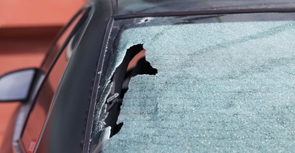 smashed rear windscreen
